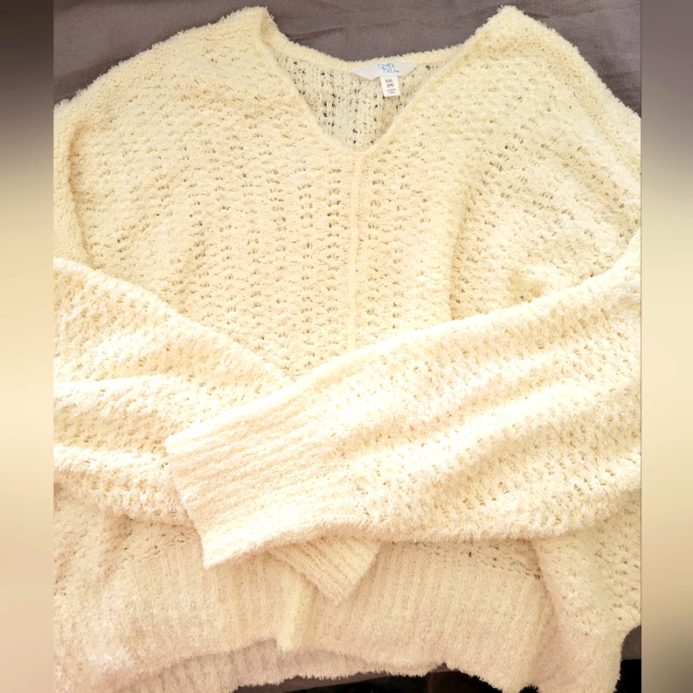 Time and Tru Cream Sweater